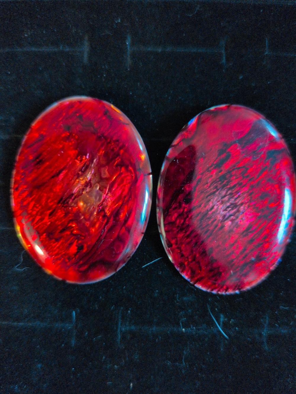 Rich Red Shell Oval Cabochon Earrings